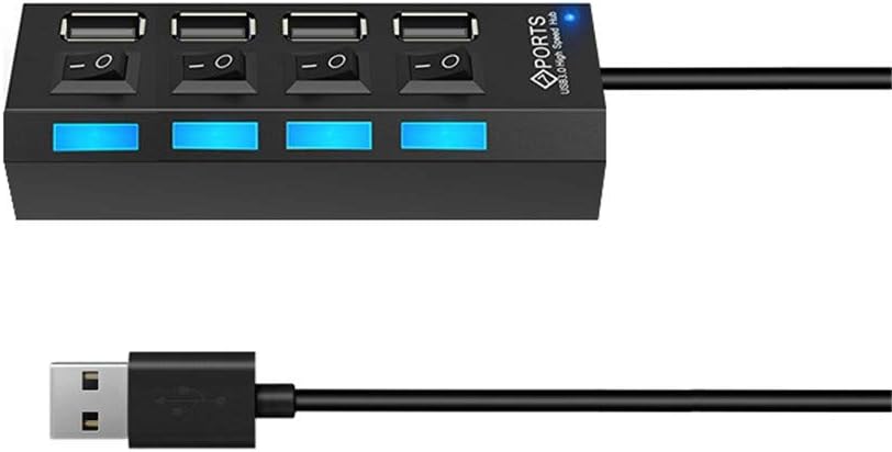 4 Port USB Hub with Individual LED Power Switches,4 Port USB 2.0 Date hub high Speed up to 5Gbps Compatible with PC Laptop and Other Devices …: Computers & Accessories