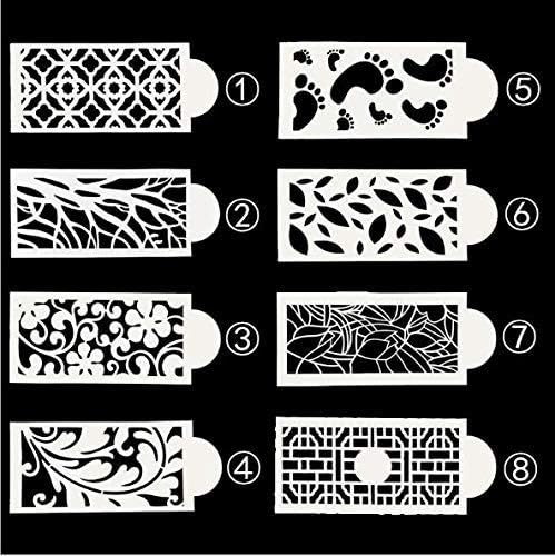 8-Pack Cake Decorating Stencil Molds, Magnoloran Wedding Cake Mesh Stencils Cake Templates Spray Floral Cake Side Molds, Wedding Cake Decorating Stencil Baking Tools, Dessert Decorating Molds