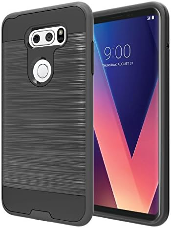 LG V30 Case, Onyxii Hybrid Dual Shockproof Layer Brushed Texture Slim Protector Cover for LG V30 - Black