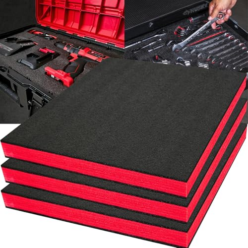 LBOYLOVE® 3 Pcs Toolbox Foam Sheet, 16x12x2 Inch Cuttable Foam Insert for Tool Box, Polyethylene Storage Sheet for Drawer, Camera Storage, Toolbox, Tool Shadow (400 * 300 * 50MM)