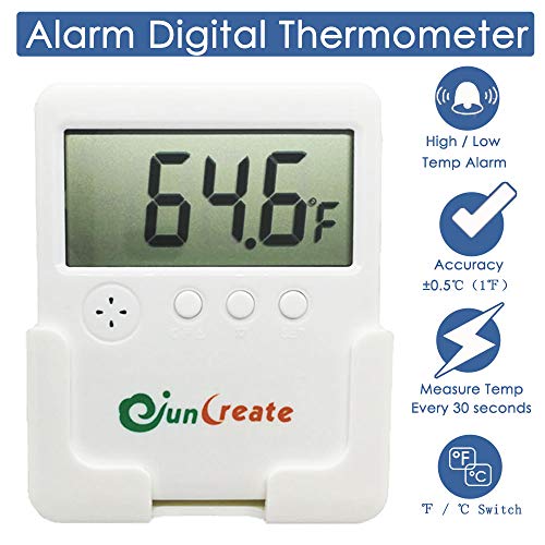 Capetsma Aquarium Thermometer with Sound Alarm, LCD Fish Tank Thermometer Monitor Water Temperature with Accurate Temperature Sensor, Digital Temperature Gauge for car, Room and Terrarium (White)