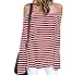 Womens Sexy Off The Shoulder Tops Long Sleeve Shirts Striped Juniors Casual Tops RedStripes XL