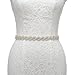 Remedios Crystal Embellished Satin Sash Style Bridal Wedding Belt for Party,ivory