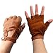 Evaliana Genuine Leather Sheepskin Fingerless Driving Gloves Motorcycle Biker