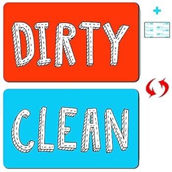 New! Dishwasher Magnet Clean Dirty Sign Waterproof Double Sided Flip Sign Dishwasher Reversible Indicator Clean Dirty Dishwasher Magnet With Bonus Metal Magnetic Plate, Suitable for All Dishwasher