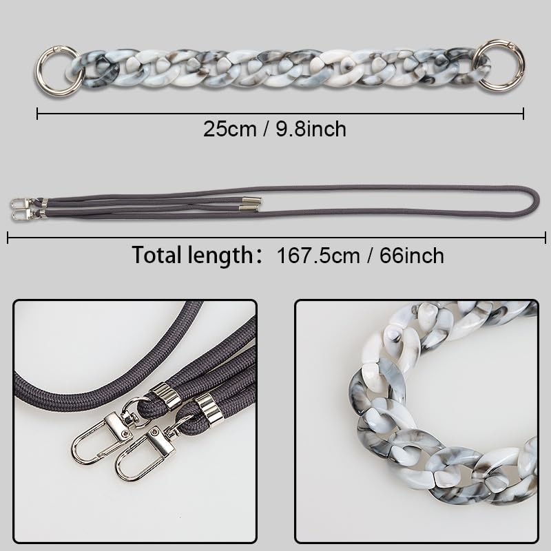 Galful iPhone 16 Pro Case with Necklace Lanyard for iPhone 16 Pro Case with Adjustable Wristband Lanyard Case with 2 Chains Crossbody Necklace Lanyard TPU Slim Silicone Case Cover-Grey