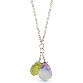 Raw Peridot and Fluorite Natural Crystals Pendant Necklace, Raw Gemstone, Energy Healing Crystals, Birthday, Gift for Her, Gemstone Jewelry 18 inch AAA+ Quality (Peridot & Fluorite)