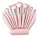 Makeup Brushes, USpicy Professional 10 Pieces Makeup Brush Set with Seashell Shaped PU Leather Case (Soft Synthetic Fiber for Uniform Application of Blush, Creams, Liquids, Contouring & Powders)-Pink