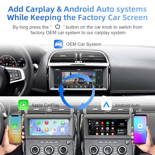 LEXXSON Wireless CarPlay & Android Auto Decoder Retrofit Kit for Land Rover Jaguar for Range Rover Evoque Discovery 5 XE XF XJL F-Type 2016-2019 with Harman with 10.25" Display, Bluetooth