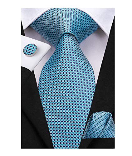 Dubulle Extra Long Tie for Men with Pocket Square Cufflinks Big and Tall Necktie Set (MN-3170)
