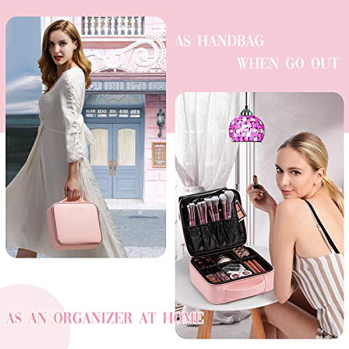 Stagiant Makeup Bag Portable Travel Makeup Train Case PU Leather Cosmetic Storage Organizer with Dividers for Girl Cosmetic Make Up Tools Toiletry Jewelry Digital Accessories - Pink 5 Stagiant Makeup Bag Portable Travel Makeup Train Case PU Leather Cosmetic Storage Organizer with Dividers for Girl Cosmetic Make Up Tools Toiletry Jewelry Digital Accessories - Pink