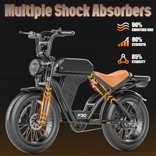 ASKGO Electric Bike for Adults, Peak 2500W Motor Retro E Bike, 50KM/H Top Speed/160KM, 48V 20Ah Battery, Keyless Smart Access, 20"x4" Fat Tires, Full Suspension, Off-Road Ebike for City Commuting