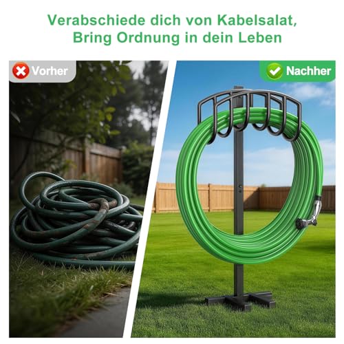 iRhodesy 109.5 cm Garden Hose Holder, Stable Garden Pipe Stand, Simple Style Hose Holder, Freestanding, Removable Metal Water Hose Stand, Hose Stand for Yard, Lawn Place