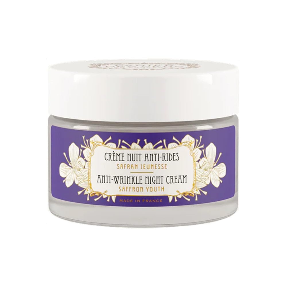 NEW - Night Cream - Anti Aging Face Cream - with Hyaluronic Acid + Saffron Extract - Anti Wrinkle and Lift - Skin Care for Women Made in France - Facial Moisturiser 95% Natural Ingredients –50 ml