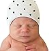 Melondipity Seeing Stars White Newborn Hospital Hat with Black Stars