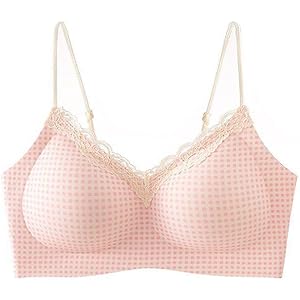 SHISHUAN Women's Pink Strawberry Bralette Teenager Seamless Bra Cute Full Coverage Comfortable Everyday for Teens Age 13-18