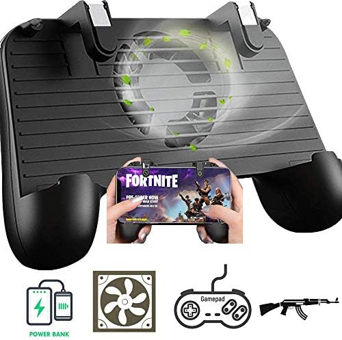 Mobile Phone Game Controller with Built-in Cooling Fan &【Upgraded 2000mAh】 Power Bank, PUBG Fortnite Mobile Game Controller- Fits iPhone/Android and Any Other Phones Between 4" -6.5"