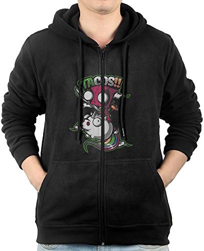 ALILIHU Men's Full Zip Funny Anime Invader Zim Hoodie With Pouch Pocket Medium