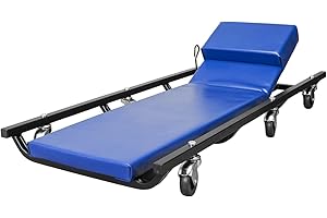 TCE ATR6452U Torin Rolling Garage/Shop Creeper: 40" Padded Mechanic Cart with Adjustable Headrest and 6 Casters, Blue