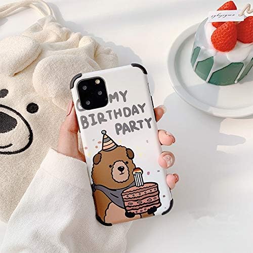 MILKSMELL Lovely Birthday Bear Anti-fall Soft Shell iPhone 11/XR/X/XS Max Silicone Mobile Shell 6S/7P/8 Phone Case Cover