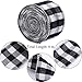 URATOT Christmas Gift Wrapping Plaid Burlap Ribbon Christmas Gingham Wired Ribbon for Christmas Tree Crafts Decoration, Floral Bows Craft