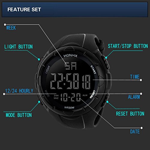 AutumnFall Men's Analog Digital Sports Watch LED Screen Military Watches and Waterproof Casual Luminous Simple Army Watch Wrist Watch (Black-1)