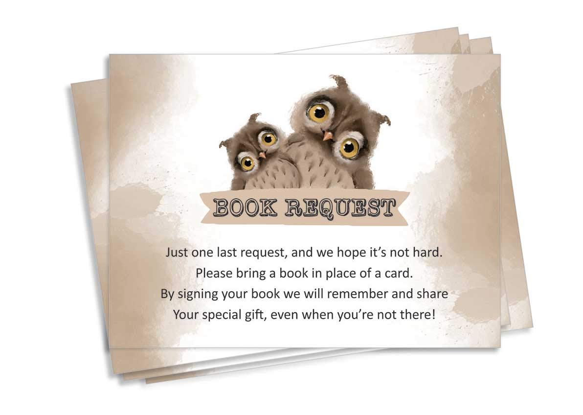 Inkdotpot 30 Books For Baby Shower Request Cards Bring A Book Instead Of A Card Owl Bird Baby Shower Invitations Inserts Games
