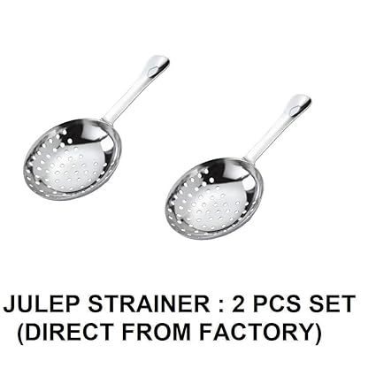 NJ Julep Strainer, Stainless Steel Cocktail Strainer, Bar Strainer, Drink Strainer, Bartender Supplies/Bar Accessories - 2 Pcs Set