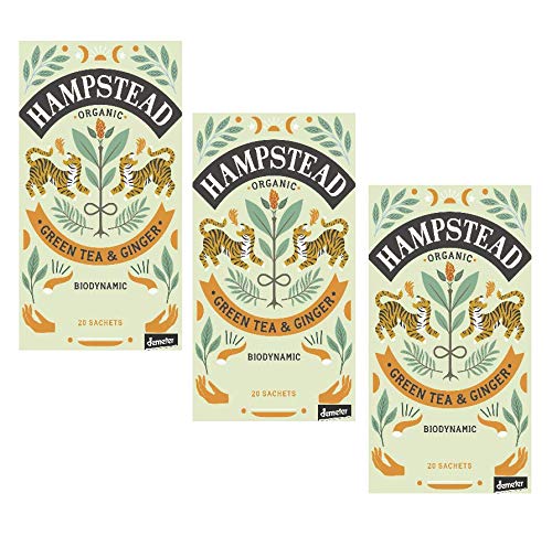 FBM | Hampstead Tea | Tè Verde Biologico e Biodinamico Zenzero | Zenzero Tisana e Tè 60 Bustine (120 Gr) | Tè Verde…