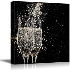 Square Two Glasses with Wine Splash