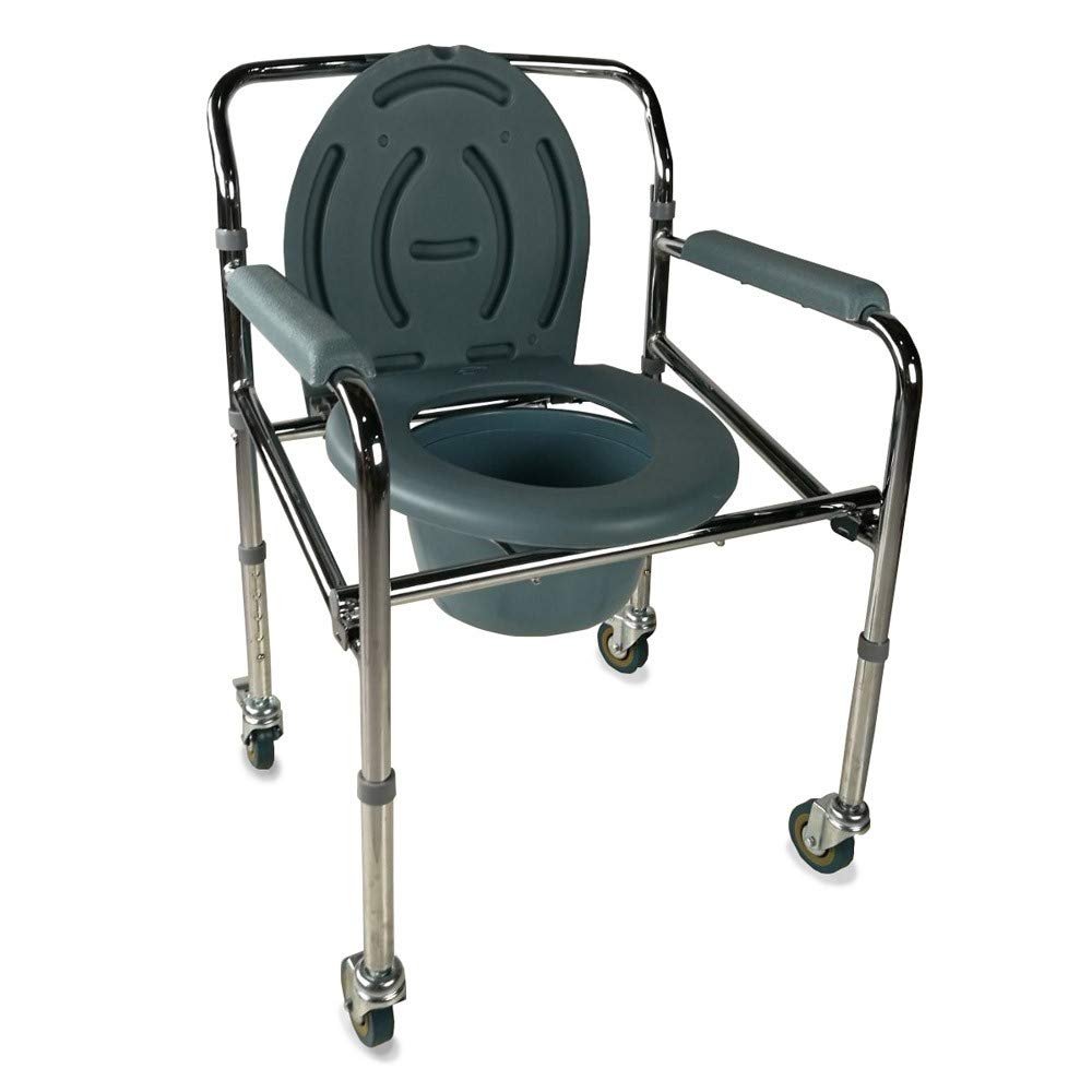 Mobiclinic, Muelle, WC Chair with Wheels, Toilet Seat for The Disabled, Seniors and Handicapped, Folding Toilet Seat Commode, Commode Chair with Armrests, Ergonomic Seat, Non-Slip Rubber Tips