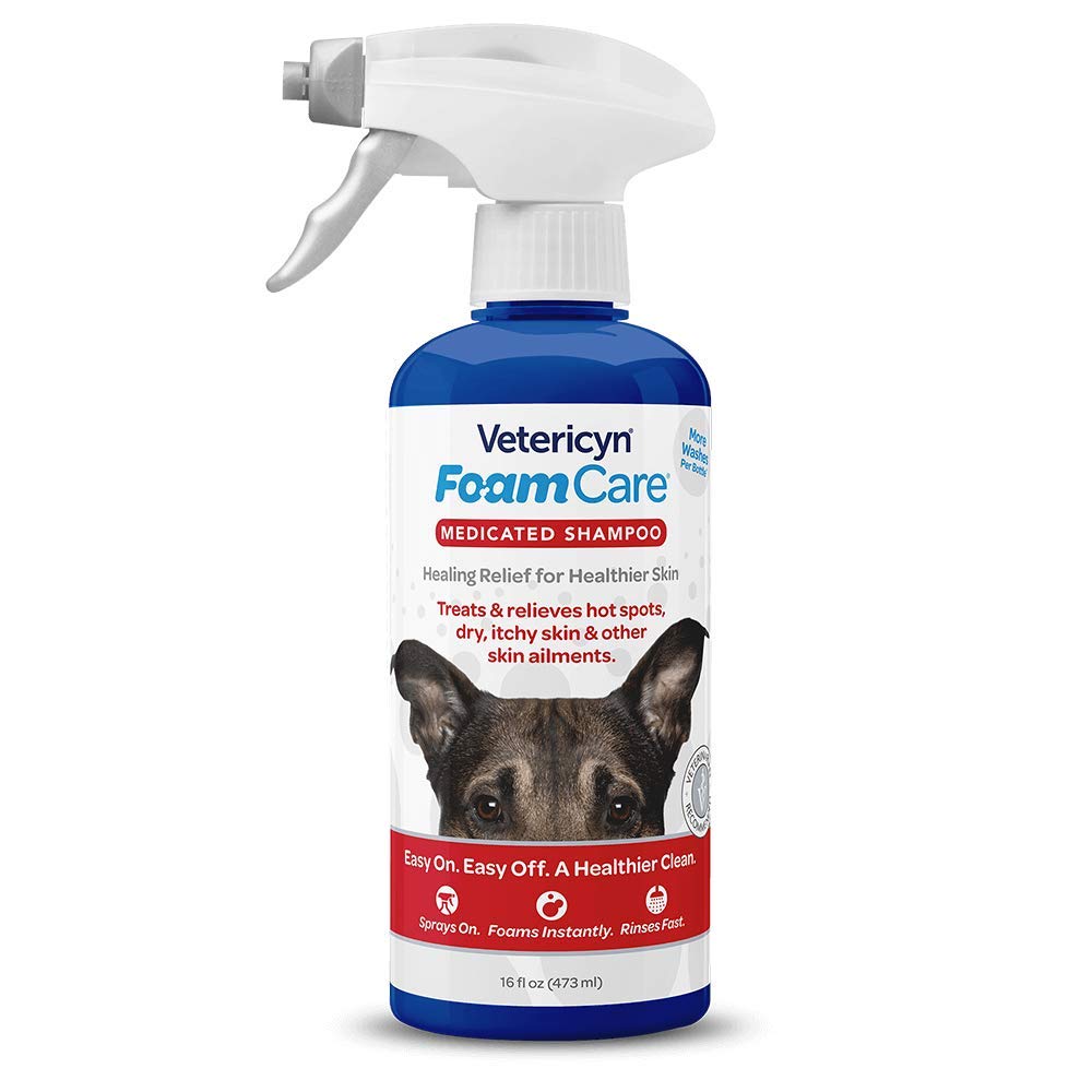 Vetericyn FoamCare Medicated Pet Shampoo. Spray on Small Animal and Dog Shampoo for Sensitive, Itchy Skin. Plant-Based and Hypoallergenic. 473 ml
