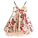 LittleSpring Girls Summer Beach Dress Spaghetti Strap Floral Holiday Lace Sundress