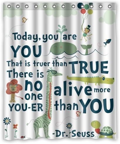 CHATAE Custom Dr.Seuss Printing Shower Curtain with 12 Hooks 60Wx72L Inch