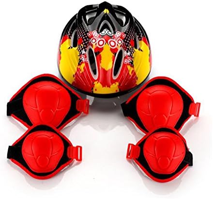 Protective Gear CJC Five Pieces/set Knee Pads Elbow Protector Skateboard Roller Skating Bicycle Child Helmet (Color : 1)