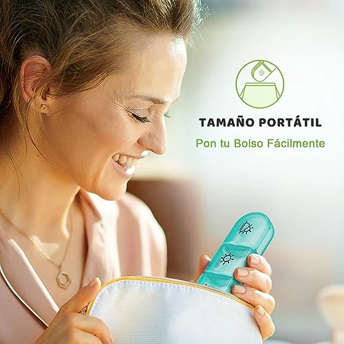 MXCOCO Organizador de Pastilla Español, Pastillero con Capacidad Grande para 7 Días y Porciones para Mañana Mediodía y Noche, Pastillero Semanal con 21 Rejillas y Caja Organizada Portátil para Viaje
