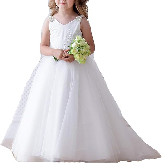 v neck flower girl dress