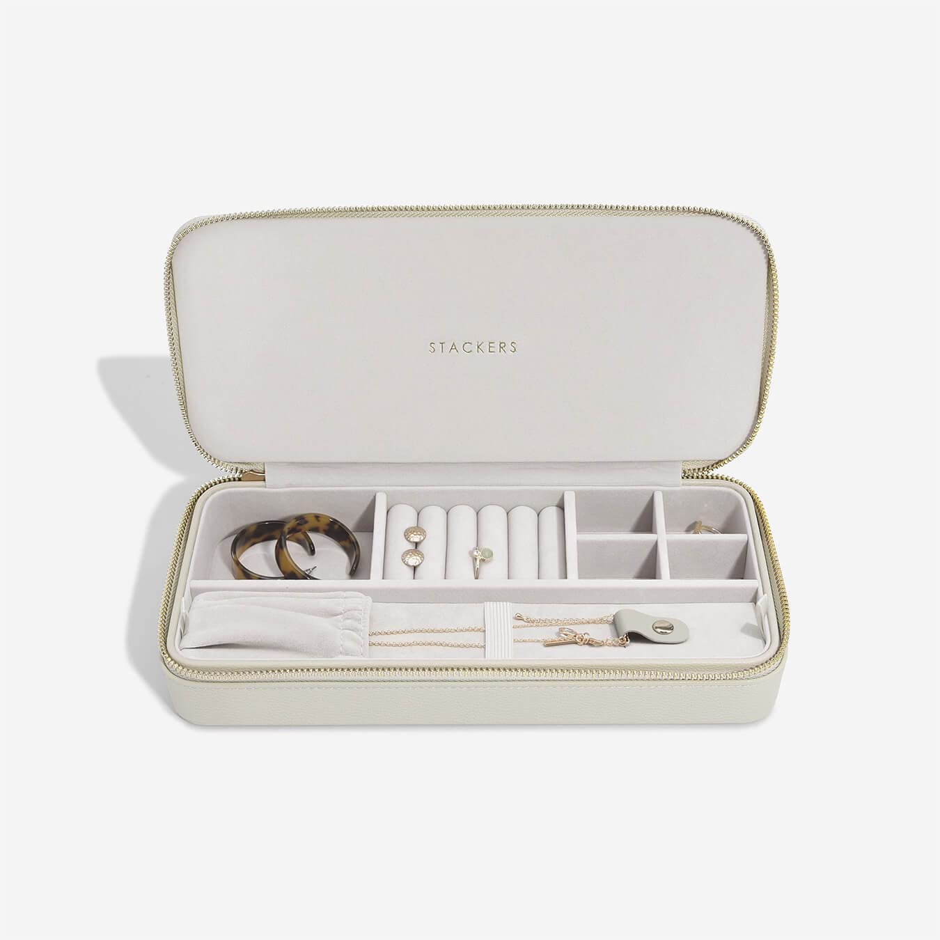 Stackers Oatmeal Sleek Necklace Zipped Jewellery Box