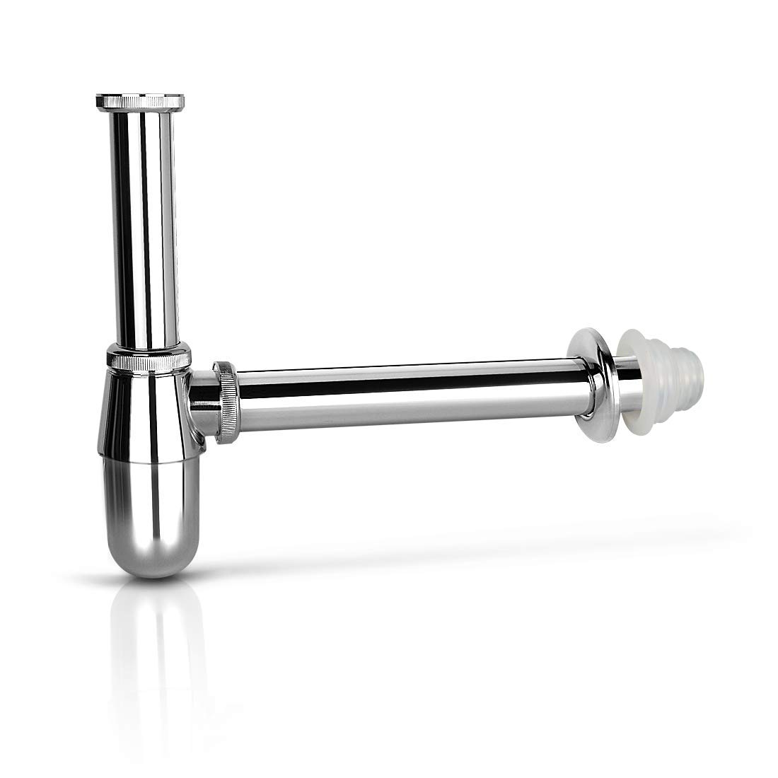 bretoes Brass Round Bottle P Trap tube, Basin Sink Waste Trap Drain Tube Kit Adjustable Height Chrome (Oval)