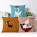 JES&MEDIS Cute Cat PatternPillow Case Linen Cotton Cushion Throw Pillow Cover Square 18