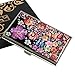 Mother of Pearl Design RFID Blocking Protection Business Card Case, Credit Card Holder, Metal Name Card Case, Stainless Steel Engraved Slim Purse Pocket Cash Money Wallet (Purple Flower)