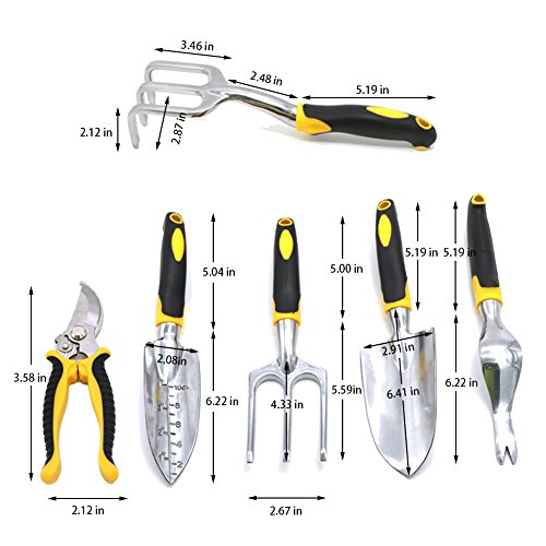 image for AUOON 7 Piece Garden Tool Set, Garden Gift Set, Including Trowel, Tran