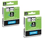 DYMO 41913 D1 Tape Cartridge for Dymo Label Makers, Created Specifically for Your LabelManager and LabelWriter Duo Label Makers, 3/8-inch x 23 Feet, Black on White, Pack of 2