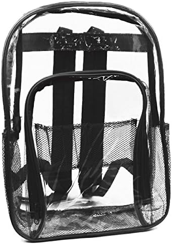 WHOLESALE 17" CLEAR BACKPACK IN SOLID BLACK - CASE OF 24 - 1706-BLACK