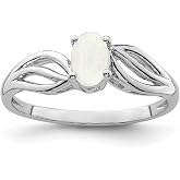 Diamond2Deal Sterling Silver Created Opal Ring | Size 8 Engagement 925 Rhodium-plated