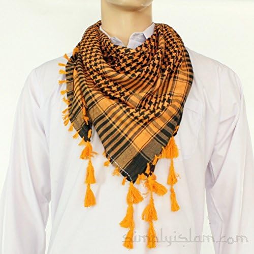 Shemagh Keffiyeh Palestinian Scarf (Yasser Arafat Style) - Orange & Black