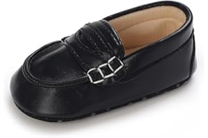 LONSOEN Baby Toddler Boys Girls Loafers Newborn Leather Moccasins Infant First Walking Dress Shoes