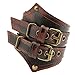 HZMAN Men's Alloy Genuine Leather Belt Leather Buckle Bracelet Cuff Adjustable (Crimson)
