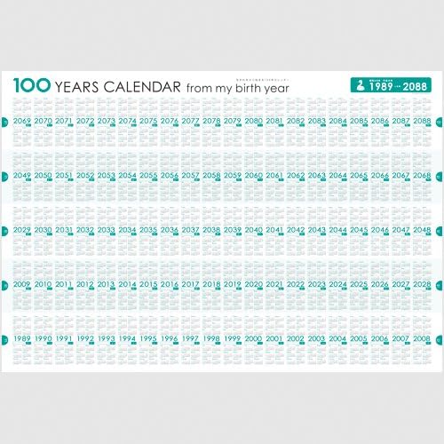 Amazon 生まれ年から始まる100年カレンダーシリーズ 19年生まれ用 昭和64年 平成元年生まれ用 文房具 オフィス用品 文房具 オフィス用品