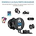 CHGeek Dual USB Charger Socket Power Outlet Waterproof Marine 2.1A & 2.1A (4.2A) with Voltmeter LED Digital Display for 12V/24V Car RV Boat Motorcycle Mobile (2.1A&2.1A)